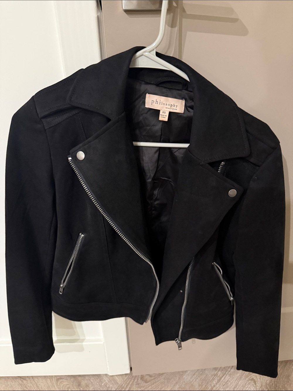 Philosophy Black Suede Asymmetrical Moto Jacket